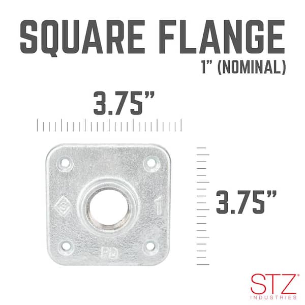 STZ 1 in. Galvanized Iron Square Floor Flange PDG SQFL-1 - The