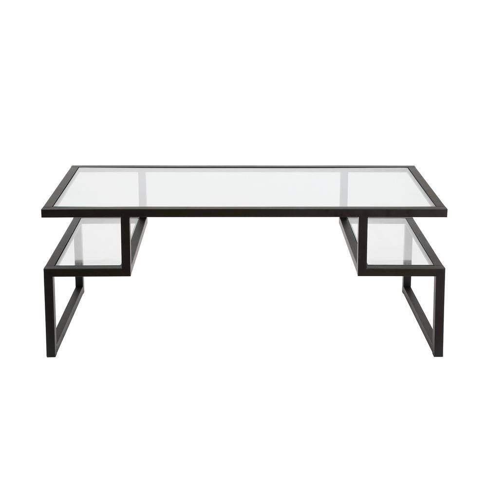 Zander Blackened Bronze Geometric Glass Cocktail Table
