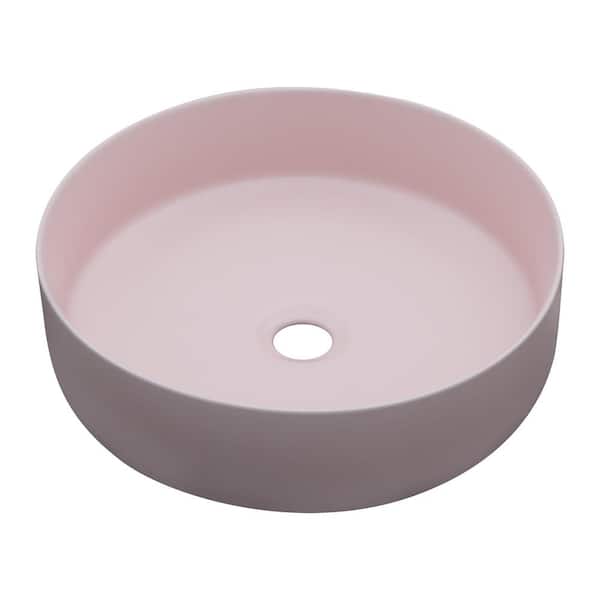 Logmey 15.75 in. Modern Round Ceramic Bathroom Vessel Sink in Pink