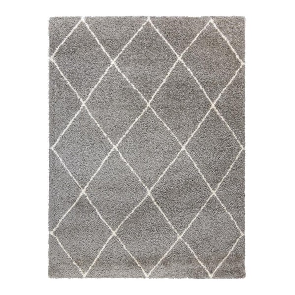 Gertmenian Thayer Diamond Gray 5 ft. x 7 ft. Trellis Shag Indoor Area Rug