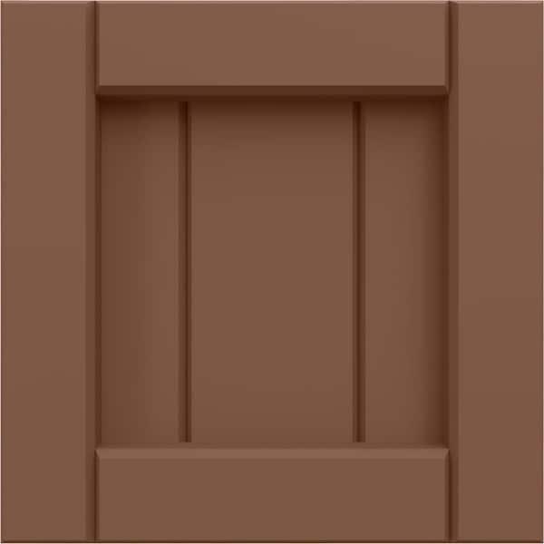 12 in. W x 12 in. H True Fit PVC Framed Board-n-Batten Shutters Sample, Burnt Toffee