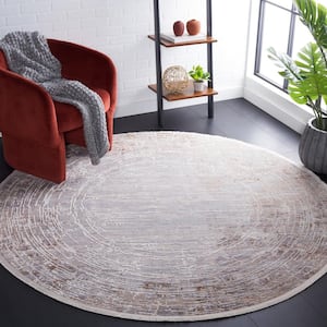 Marmara Beige/Blue Rust 7 ft. x 7 ft. Round Solid Abstract Area Rug