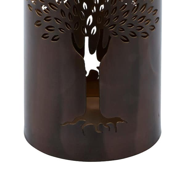 Copper Metal Tree Decorative Candle Lantern (Set of 3)