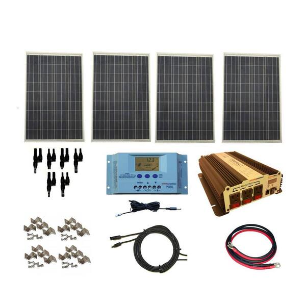 WindyNation 400-Watt Off-Grid Polycrystalline Solar Panel Kit with 1500-Watt VertaMax Power Inverter