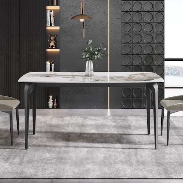 ファッションなデザイン J&E Home Tabletop Stone Sintered Purple Rectangle in. 62.99 ダイニングテーブル