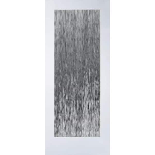 Rainy Day 24 in. x 80 in. Solid Hybrid Core Full Lite Rain Glass Primed Pine Wood Interior Door Slab
