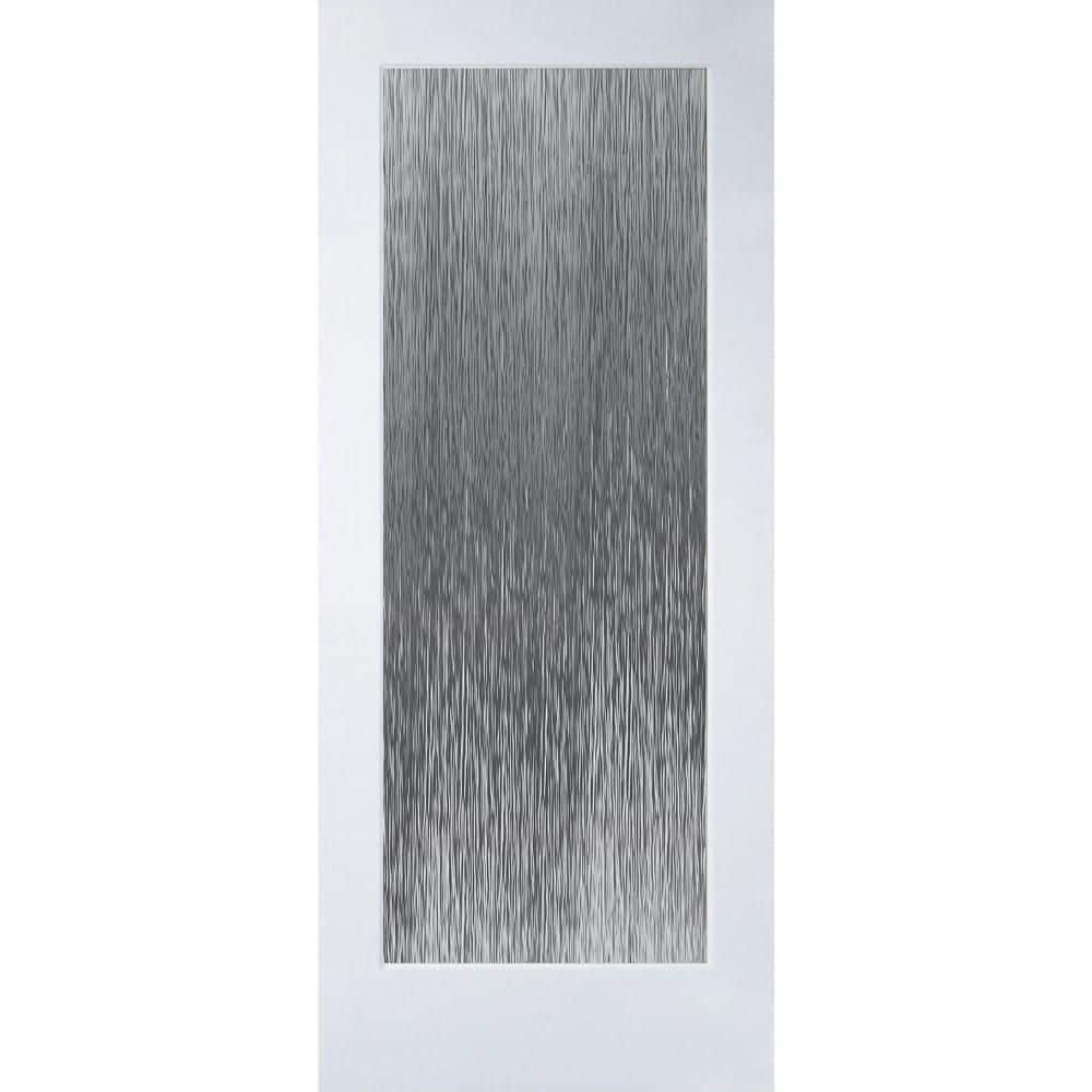 80'' Primed White Solid Wood Rain Glass Slab Door
