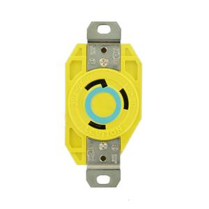 30 Amp 250-Volt Flush Mounting Locking Outlet Industrial Grade Grounding Corrosion Resistant, Yellow