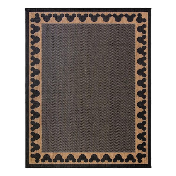 Mickey Mouse Chestnut/Black 5 ft. x 7 ft. Border Indoor/Outdoor Area Rug