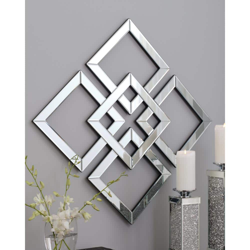 Quinnley 24" Silver Geometric Contemporary Accent Mirror