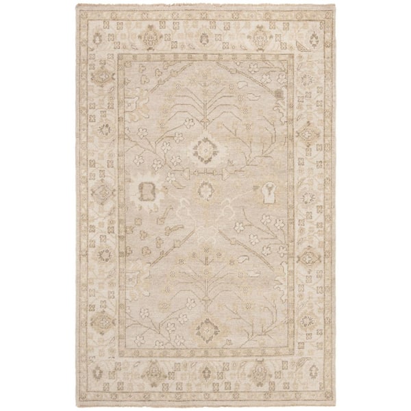 Izmir Gold/Ivory 6 ft. x 9 ft. Border Floral Oriental Area Rug