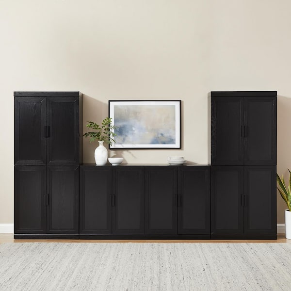 Essen Black 3-PC Wood Buffet with Pantry Set