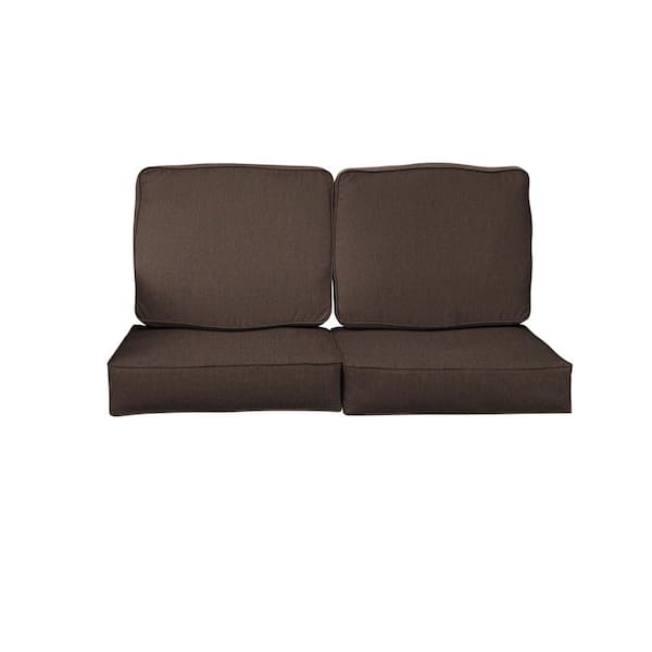 SORRA HOME 27 in. x 29 in. Sunbrella Canvas Java Deep Seating Indoor/Outdoor Loveseat Cushion
