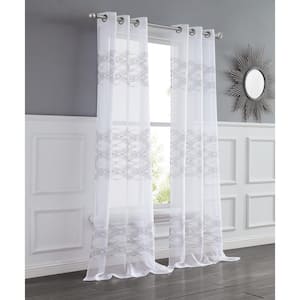 New Wave Embroidered Silver 76'' x 84'' Panel Pair