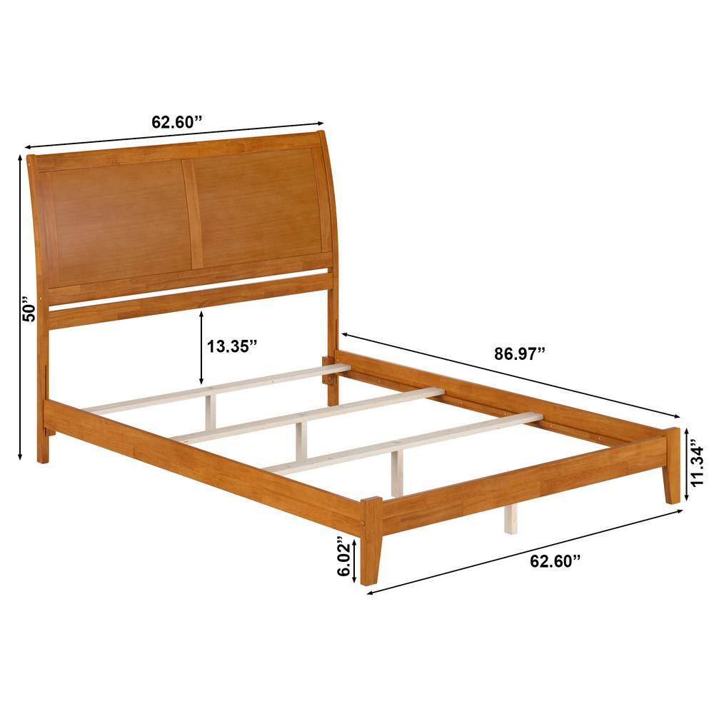 Portland Light Toffee Queen Wood Foundation Bed with Sleigh Headboard