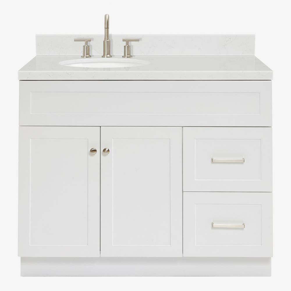 Hamlet 42" White Quartz Single Basin Freestanding Vanity Set