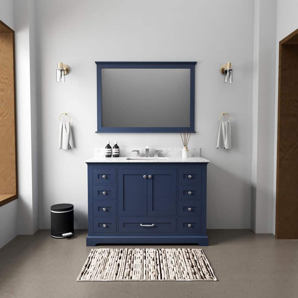 Navy Blue 48" Single Vanity with Carrara Marble Top