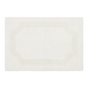 Laura Ashley Reversible White 21 in. x 34 in. Cotton Bath Mat ...