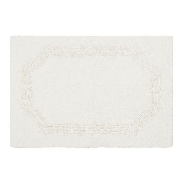 Laura Ashley Reversible White 21 in. x 34 in. Cotton Bath Mat ...