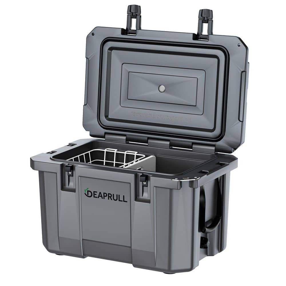 Denjol Gray 60 qt. Portable Chest Cooler with Cup Holders, Nylon