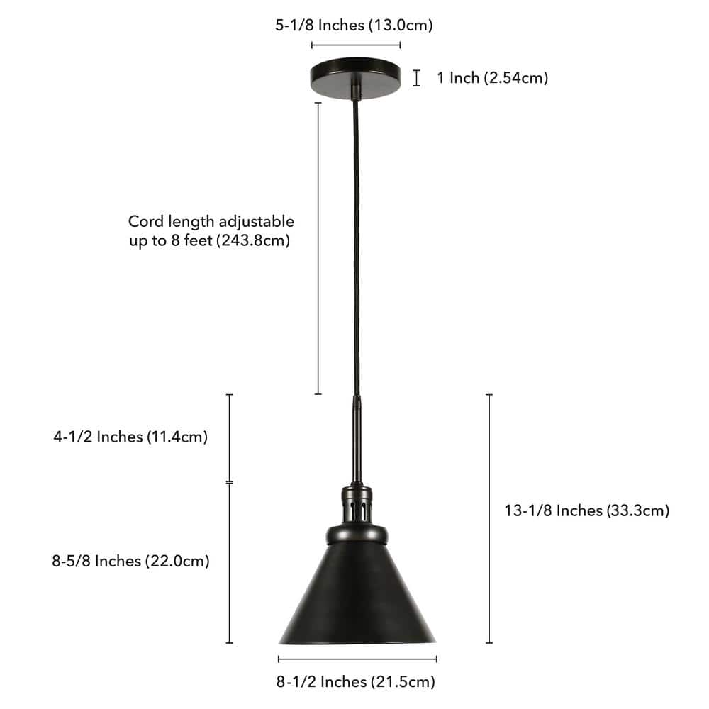 Zeno Brushed Black Mini Drum Pendant with Adjustable Cord