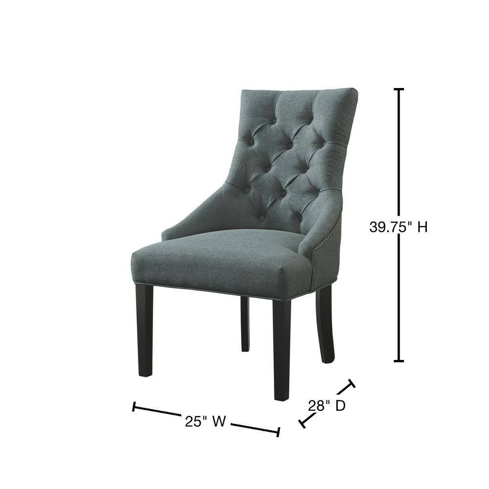 Elegant Gray Tufted Upholstered Side Chair with Black Wooden Legs