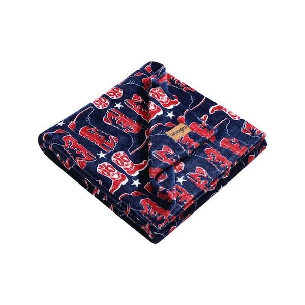Knockin Boots Blue/Red Ultra Soft Plush Fleece 50 x 70 Throw Blanket