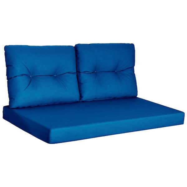 Mximu 48 in. x 24 in. Dark Blue Waterproof and UV-Resistant Olefin Outdoor Loveseat Cushion Set