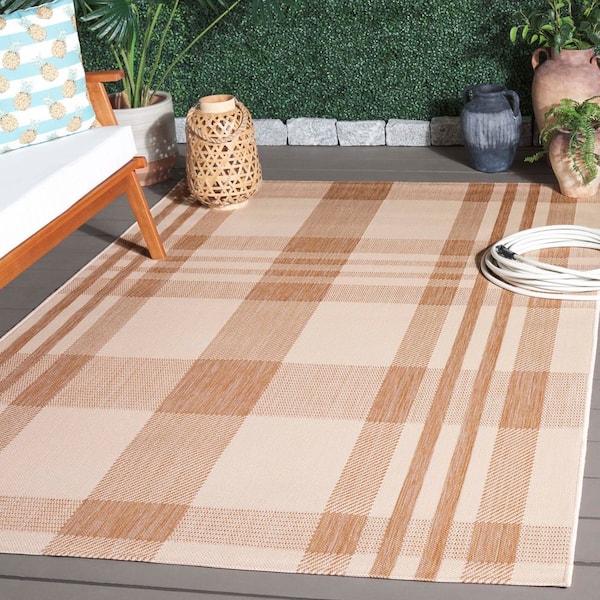 Courtyard 6 x 8 Natural/Beige Plaid Area Rug