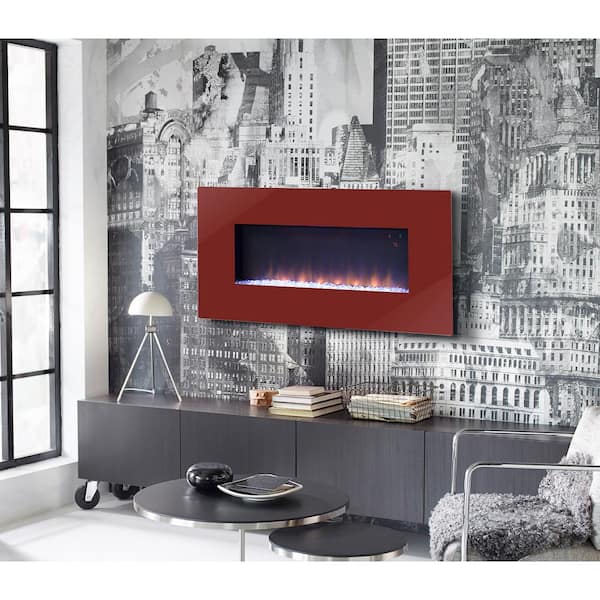 FLAMELUX Paris 41 in. Wall-Mount Electric Fireplace with Remote in Red