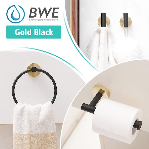 Bathroom Accessories 20-50cm Modern Matt Black gold Bathroom