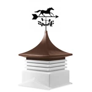 22 in. x 22 in. White Base and Brown Top Poly Cupola with Horse Weathervane