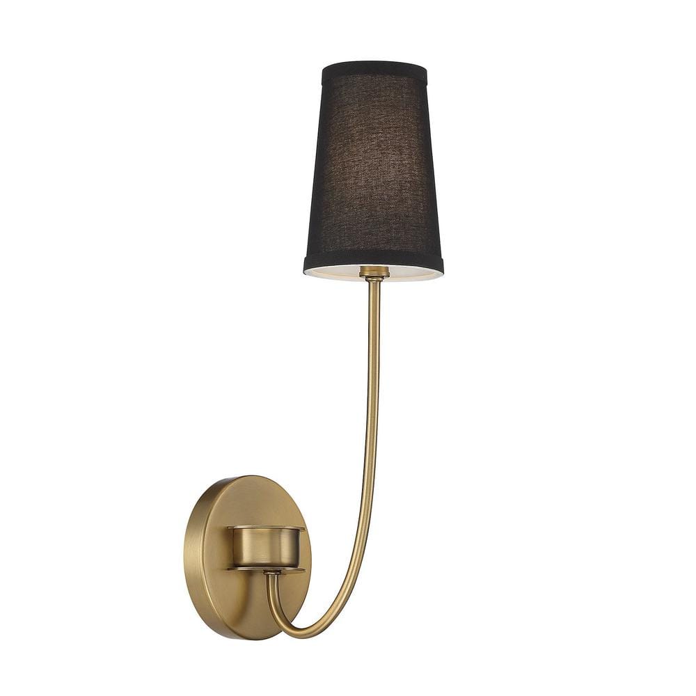 Mid-Century Modern Dimmable Black and Brass Sconce