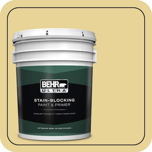 BEHR ULTRA 5 gal. #390D-4 Honey Beige Semi-Gloss Enamel Exterior Paint & Primer