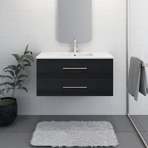 Napa 42 in. W x 20 in. D Single Sink Bathroom Vanity Wall Mounted in Black Ash with Acrylic Integrated Countertop