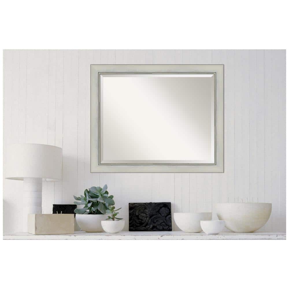 Rectangular Silver Patina Framed Wall Mirror 32" x 26"