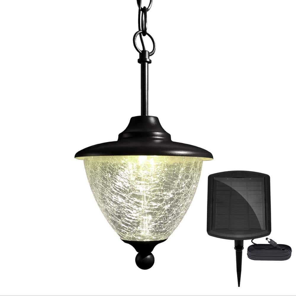Eclipse 5-LED Outdoor Black Integrated LED Solar Hanging Chandelier, image size:1000x1000
