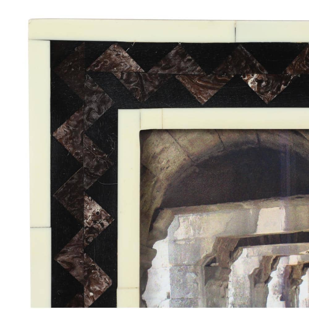 Black and Brown Resin and Bone Rectangular Picture Frame