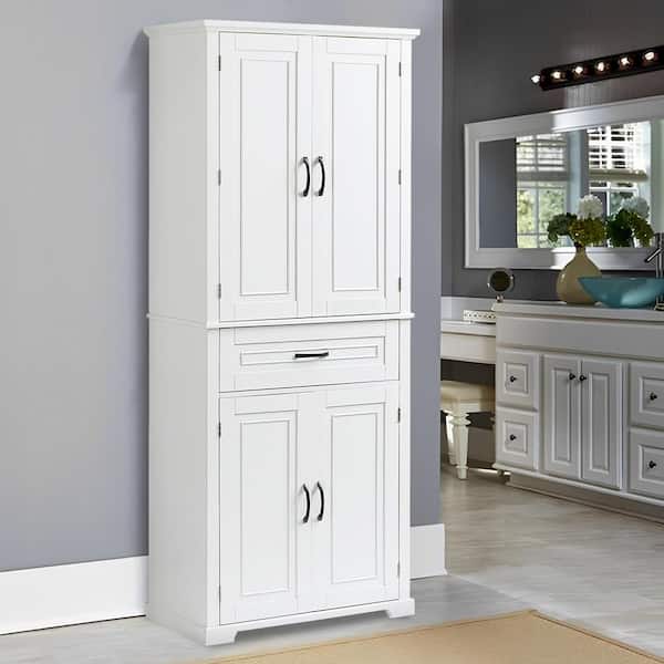 Zeus & Ruta 30 in. W x 16 in. D x 72 in. H White Linen Cabinet with ...