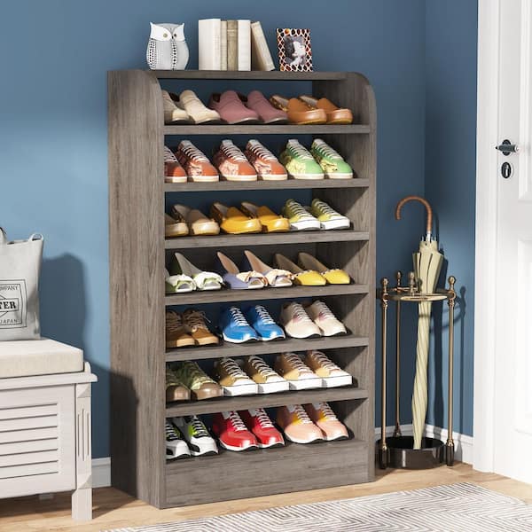 Bellemave Shoe Storage Cabinet, 4 Tier Shoe Rack with Drawers and Doors, Entryway and Hallway Furniture for Home and Office,47 inch,Gray Oak