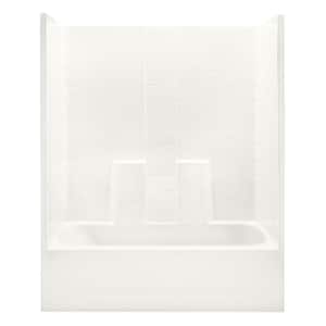 Everyday 60 in. x 30 in. x 72 in. 1-Piece Bath and Shower Kit with Right Drain in Biscuit