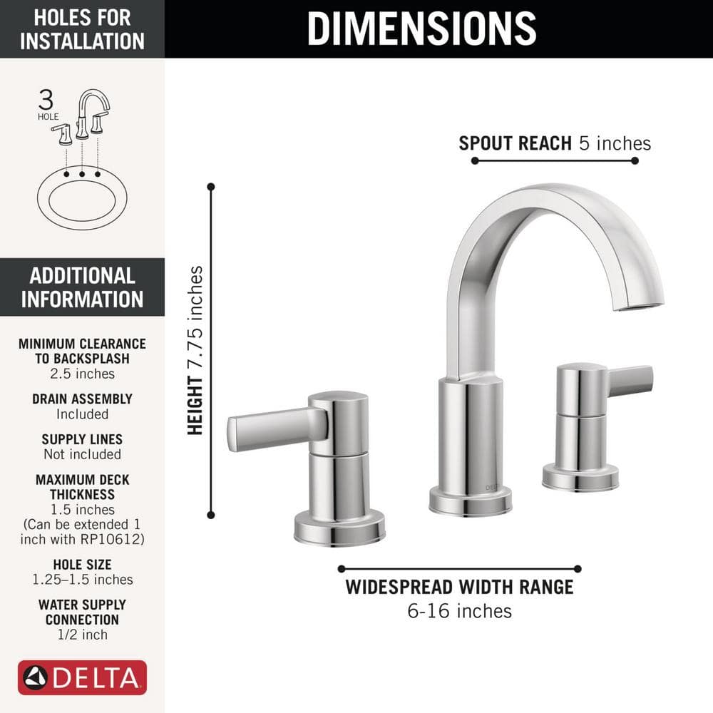 Albion Chrome Polished Two-Handle Widespread Bathroom Faucet