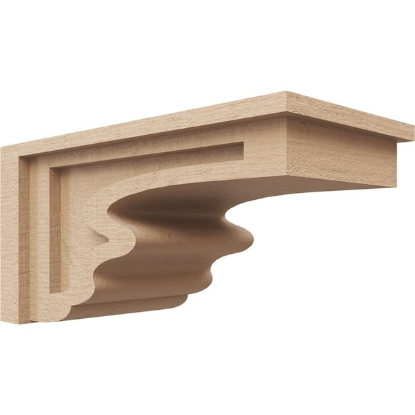 Ekena Millwork 7 in. x 7 in. x 14 in. Wide Highland Rough Cedar Woodgrain TimberThane Corbel, Primed Tan