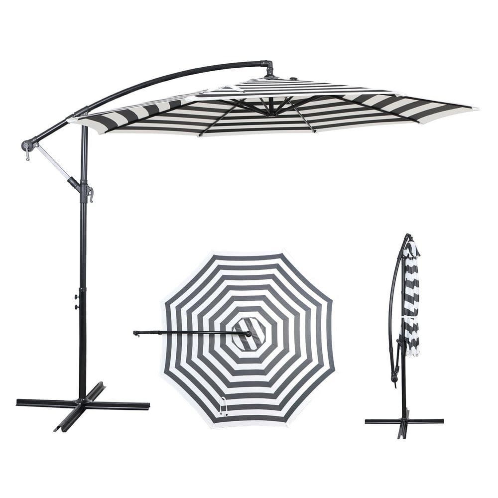 AE Outdoor Classic 10 ft. Aluminum Cantilever Residential Tilt Patio  Umbrella in Black and White HH708A-10FT-BKAWCS - The Home Depot