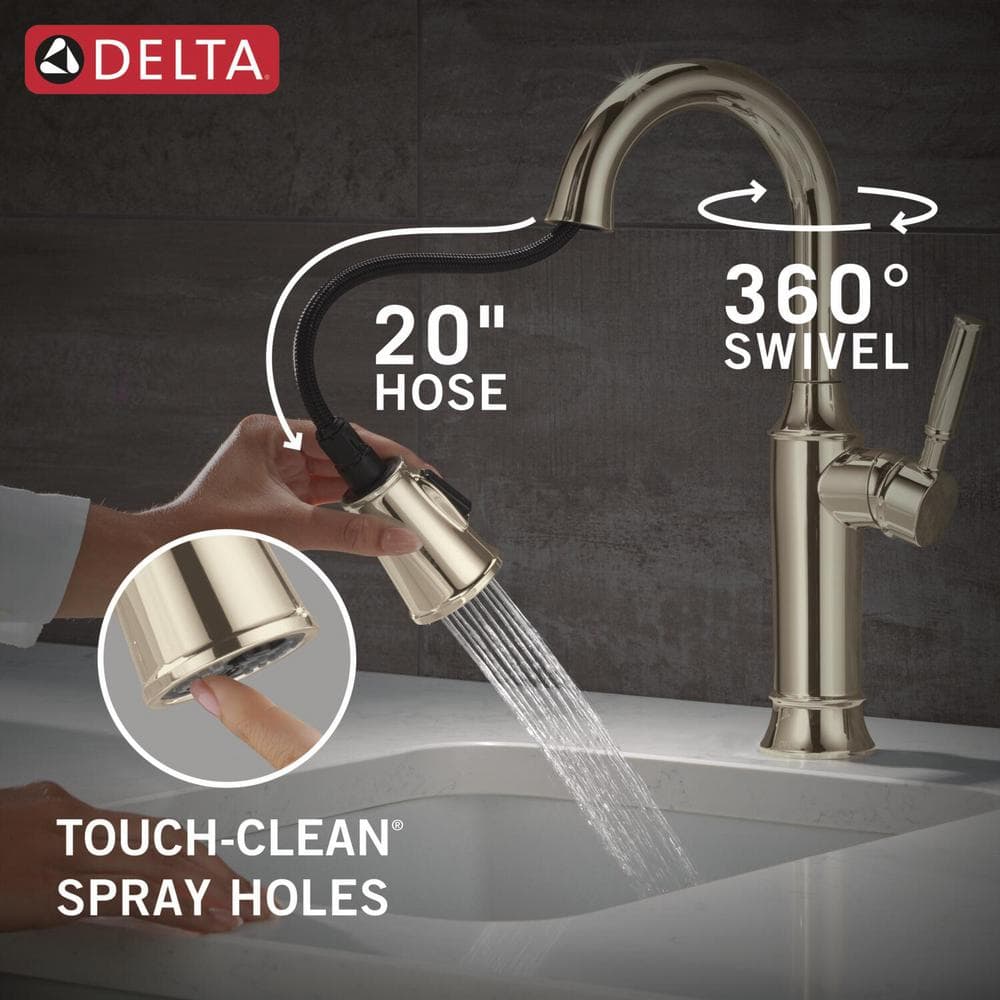Polished Nickel Single Handle Pull-Out Spray Bar Faucet