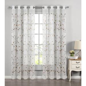 Window Elements Sheer Wavy Leaves Embroidered Sheer Lilac Grommet Extra ...
