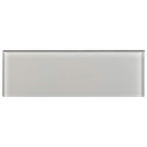 ANDOVA Enchant-Elle Diva Grey 4-in. x 12-in. Subway Polished Glass Wall and Floor Tile (4.88 sq. ft./Case)