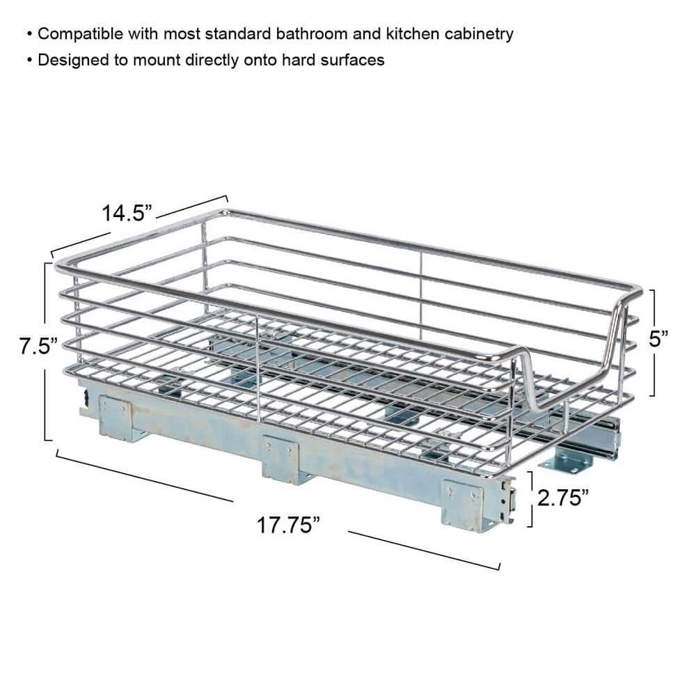 14.5 in. Chrome Sliding Pull-Out Cabinet Organizer