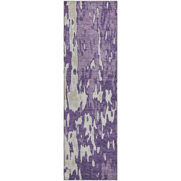 Addison Rugs Mayfield Premium Machine Washable Abstract AMF957 Purple 2 ft. 3 in. x 7 ft. 6 in. Runner Rug