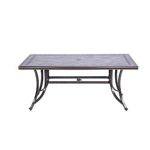 Vialia Black Rectangle Metal 28 in. H Outdoor Dining Porcelain Top Table
